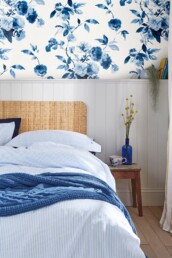 tapeet 118561 Boho Bluum Blue creme wallpaper