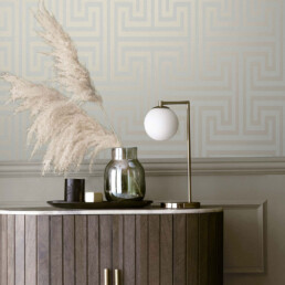 tapeet 118287metallic neutral Greek key wallpape