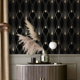 tapeet 118313_deco geometric black gold wallpaper