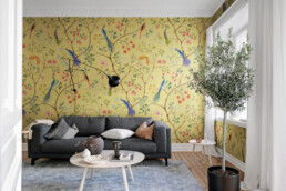 kollane Chinoiserie tapeet Songbird