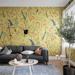 kollane Chinoiserie tapeet Songbird