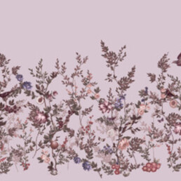 roosa pilttapeet lindude ja liblikatega